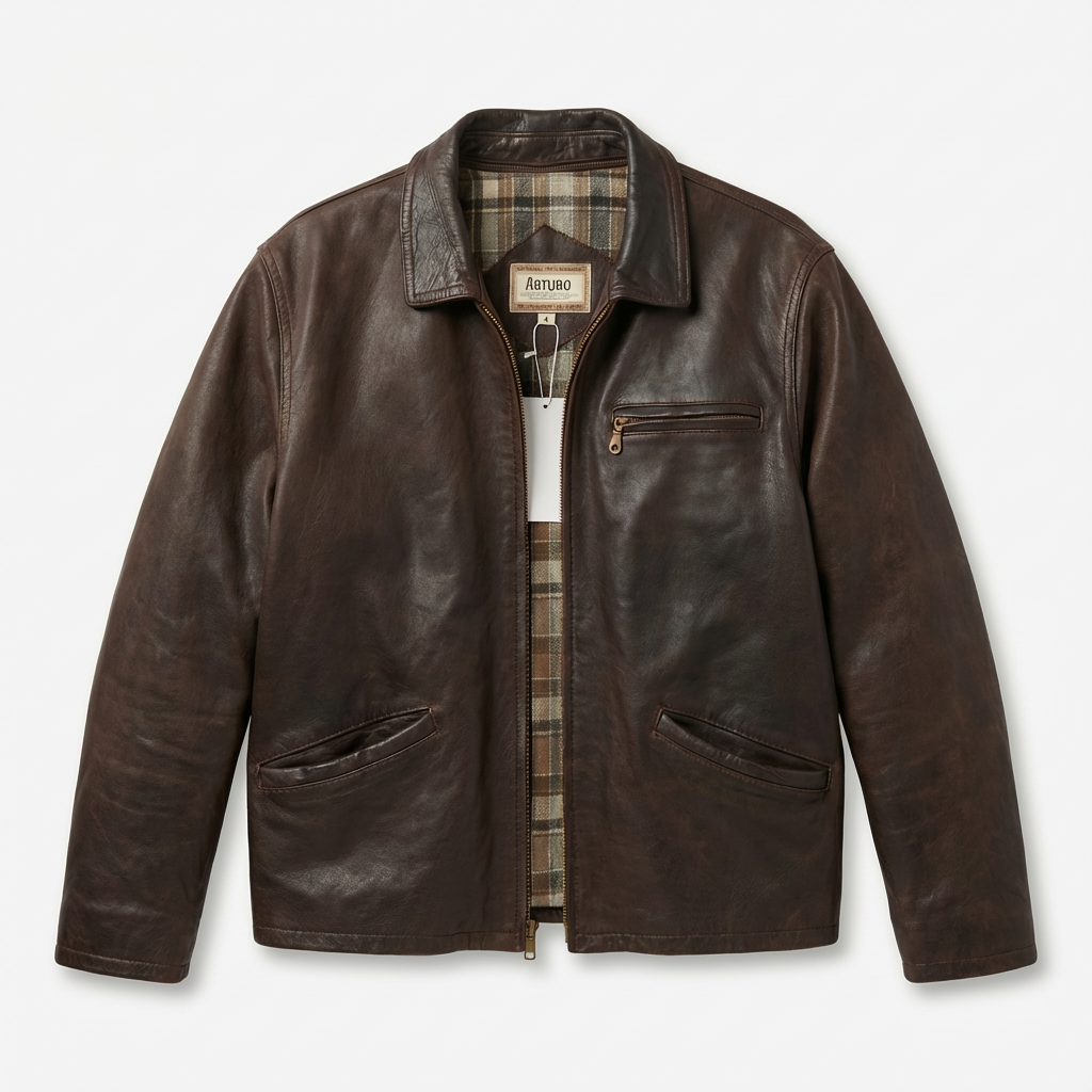 Entre mains bombers cuir marron