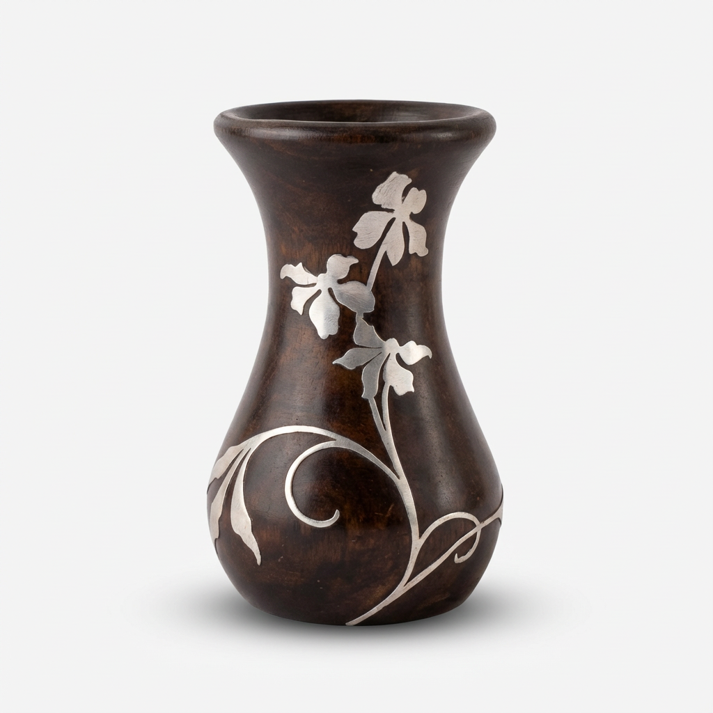 Cosa Gallery vase bronze patiné fleurs en argent 1910